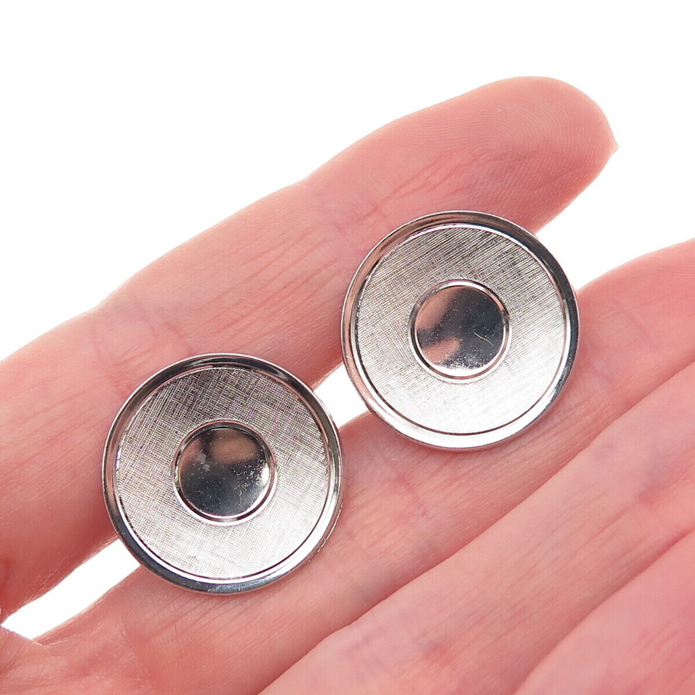 Anson 925 Sterling Silver Vintage Round Disc Cufflinks